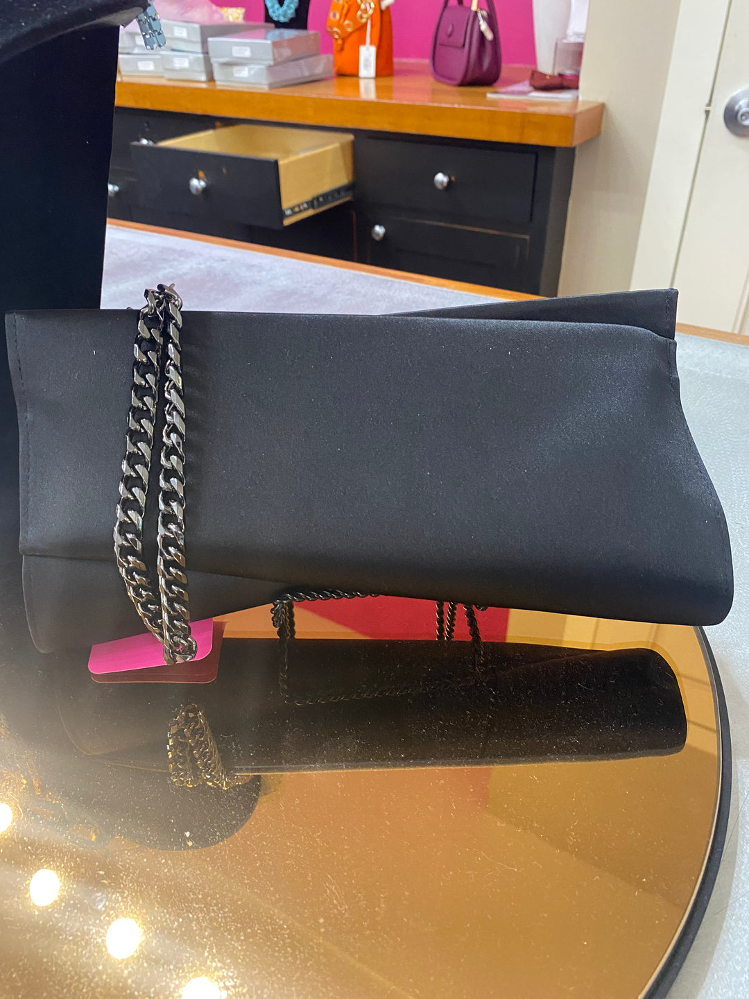 Satin Black Clutch