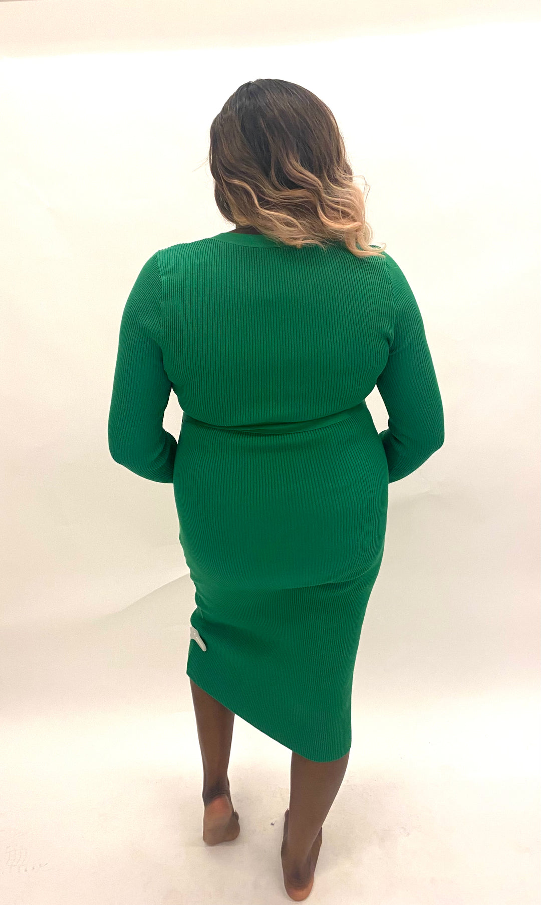 Green Sweater Rib Dress