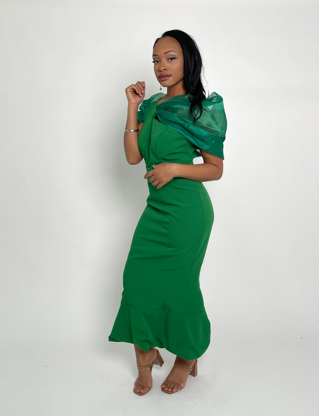 Fancy Mesh Shoulder Dress