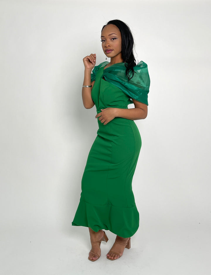 Fancy Mesh Shoulder Dress