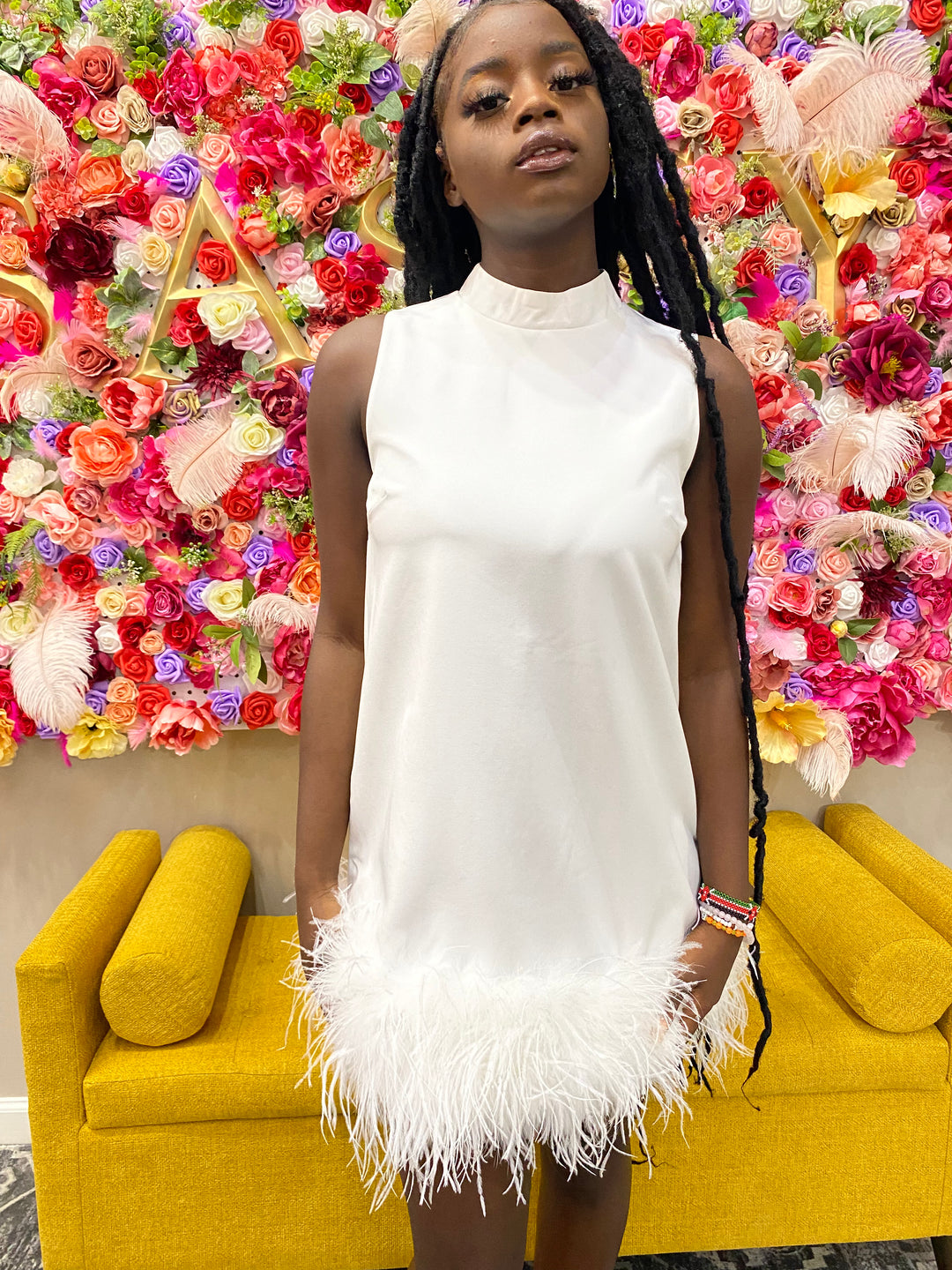 White Feather End Dress