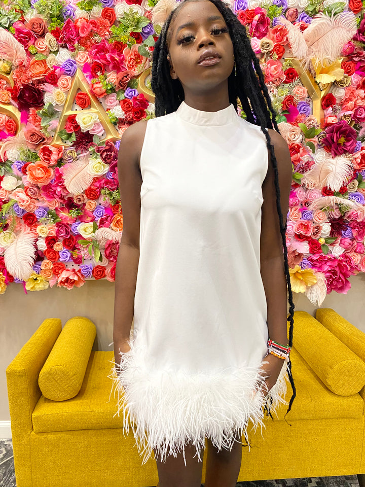 White Feather End Dress