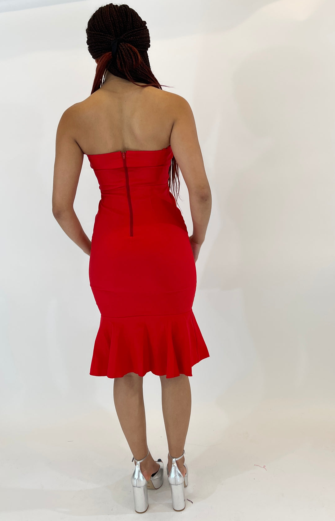 Red Spaghetti Strap Midi Dress
