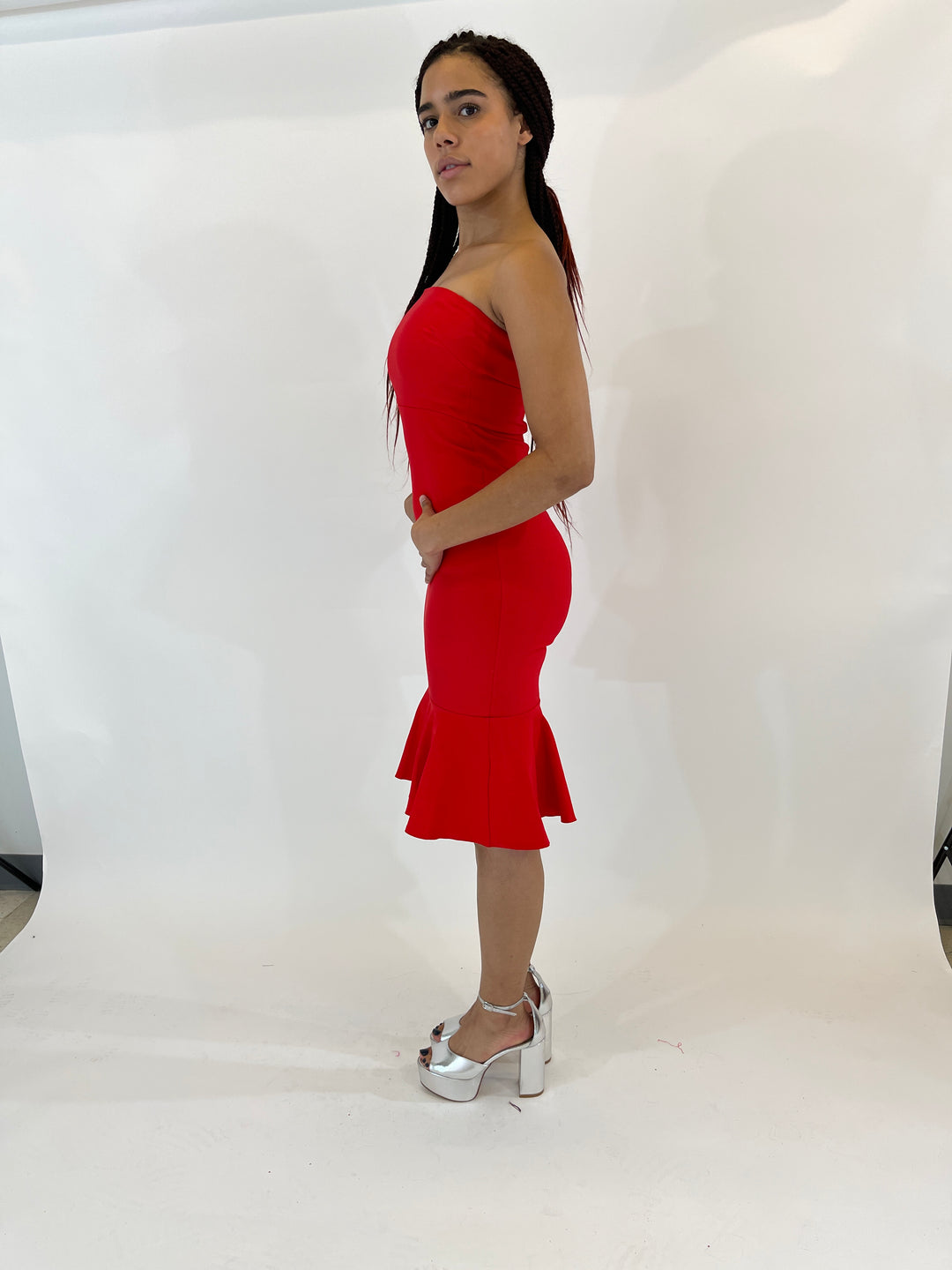 Red Spaghetti Strap Midi Dress