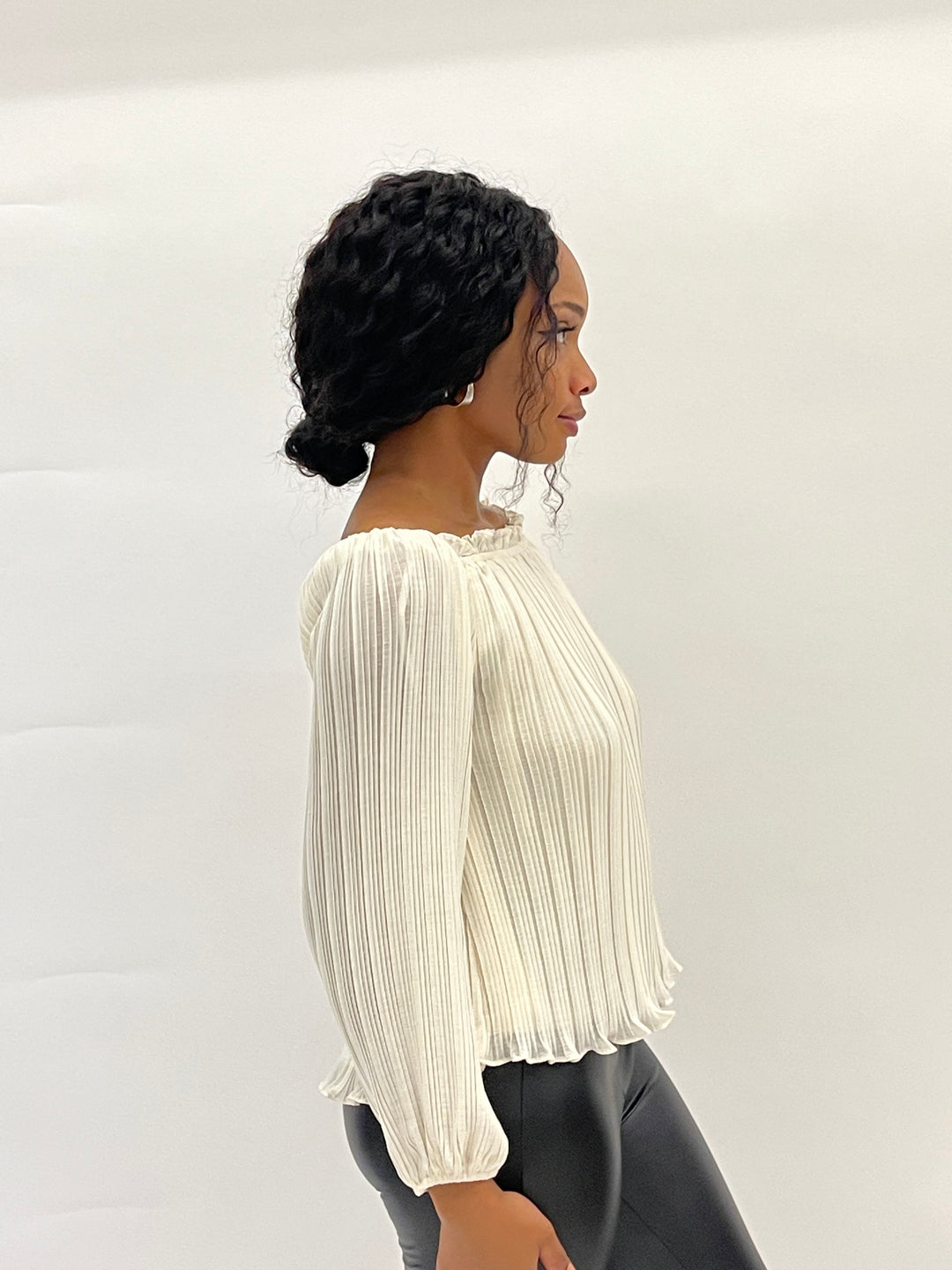 Cream ruffle blouse