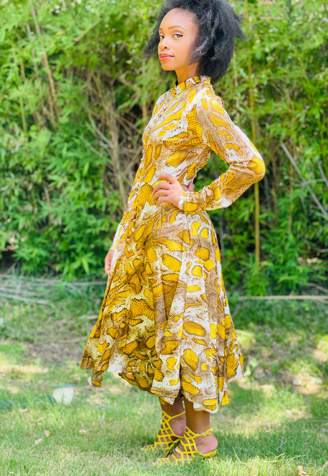 Silk Vintage Snake Print Dress