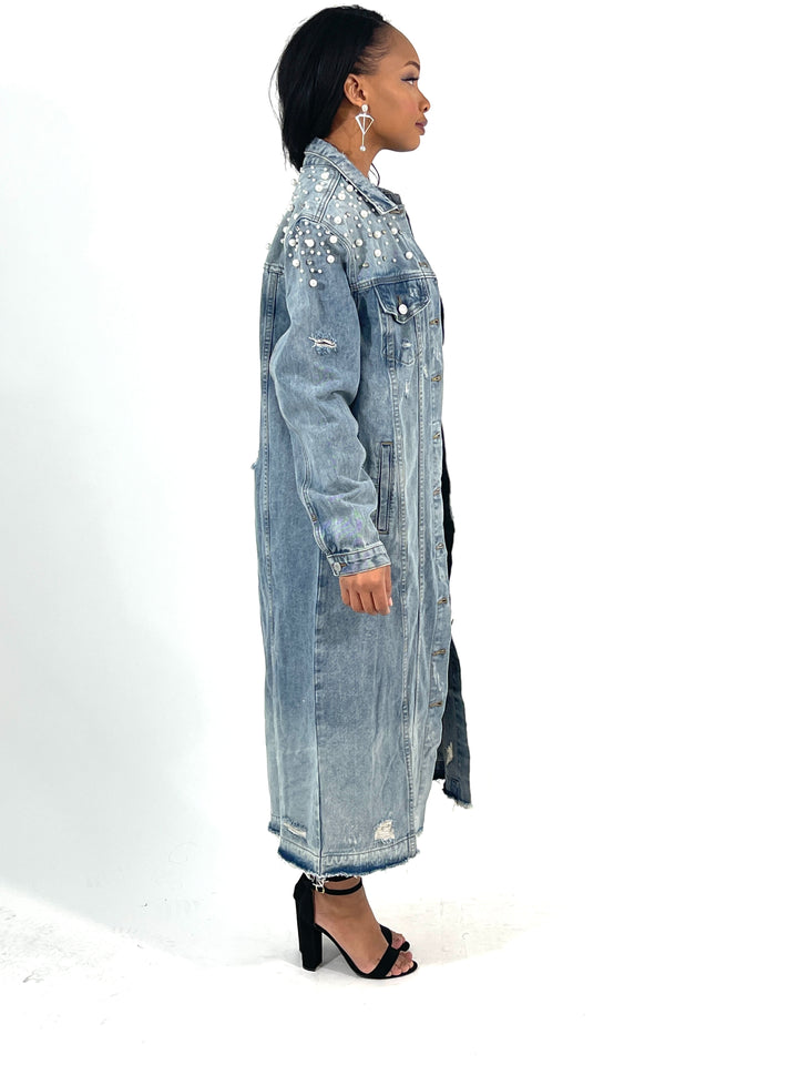 Denim Pearled Jacket