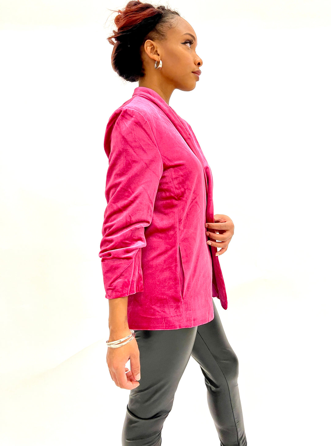 Hot Pink Velvet Blazer