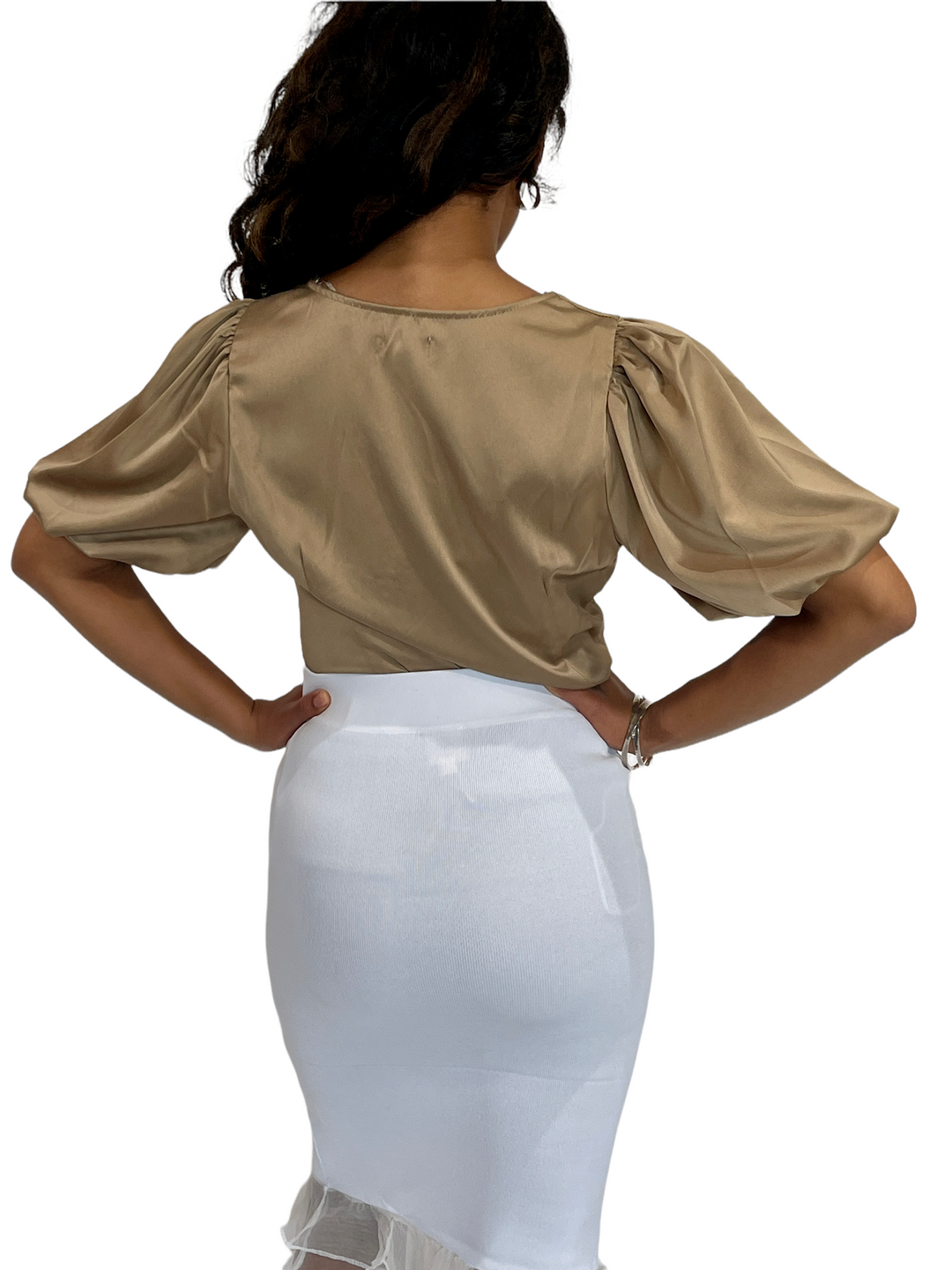 Dark Tan V Neck Top