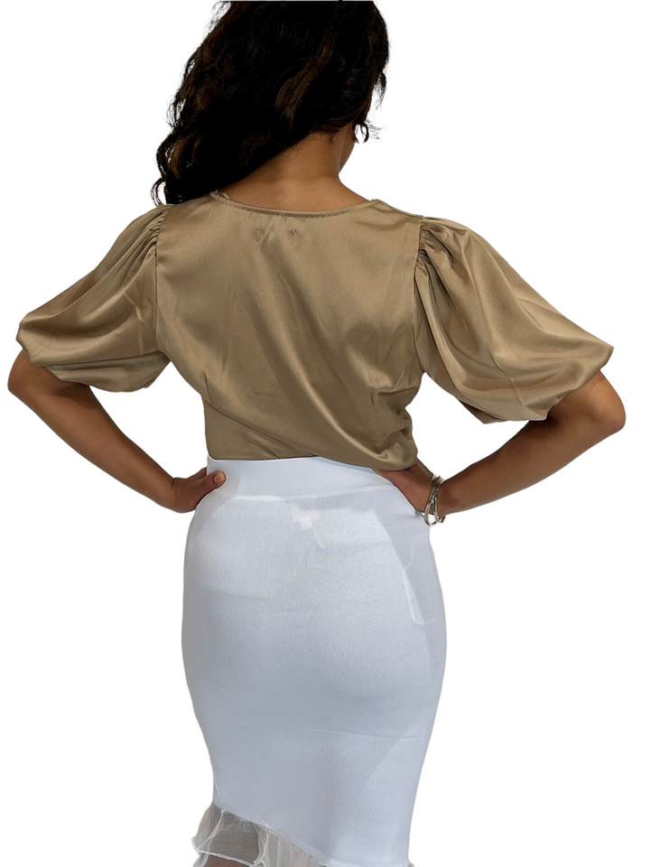 Dark Tan V Neck Top