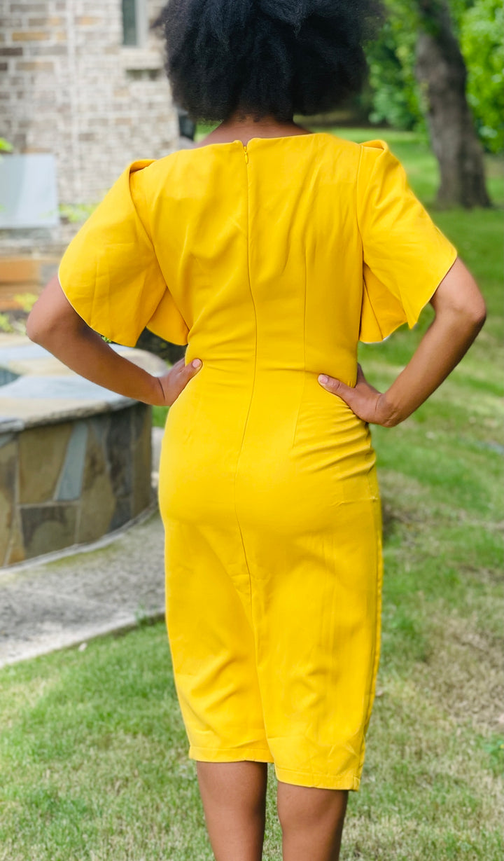 Simple Lotus Leaf Sleeve Dress