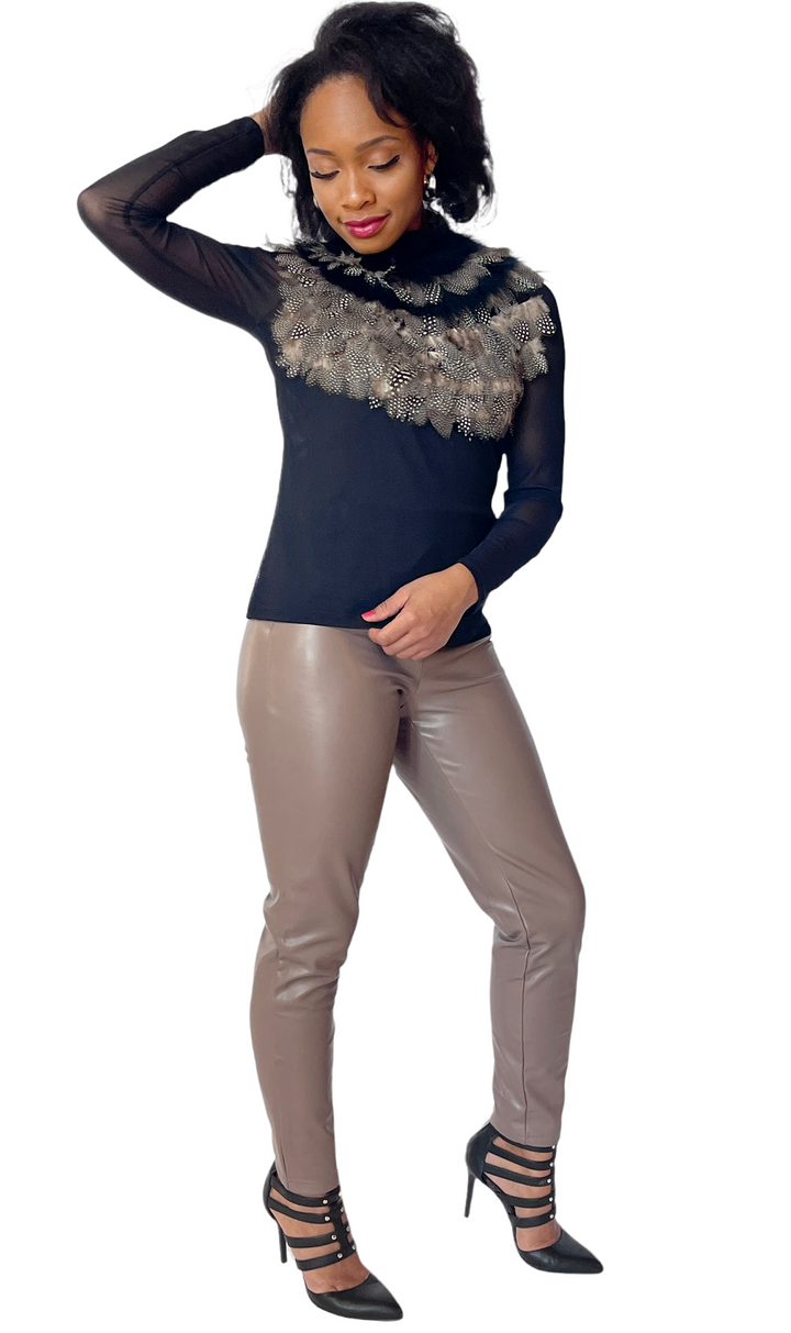 Ooh La La Black Feather Top