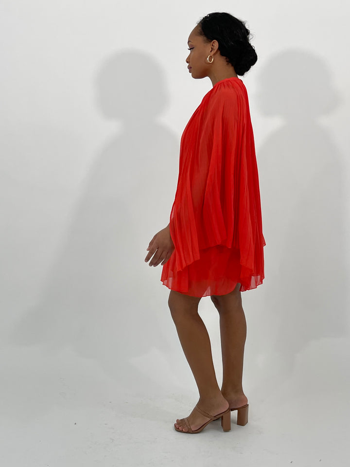 Orange Chiffon Mini Dress
