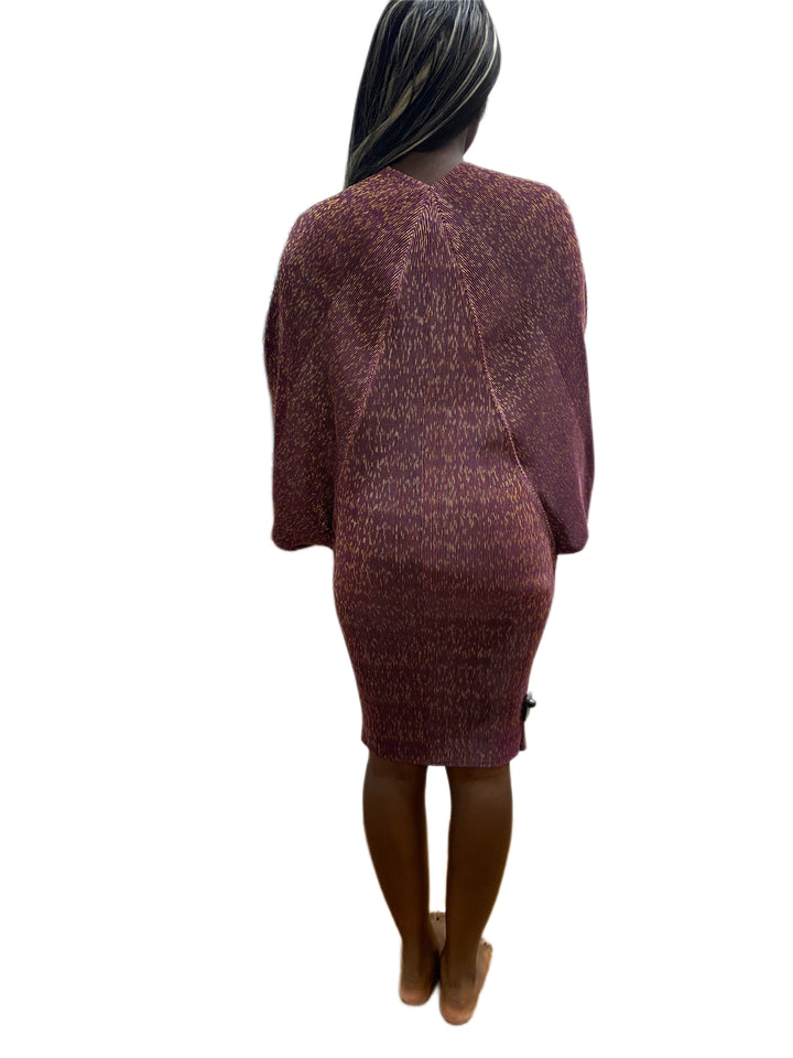 Purple Bat Wing Sleeve Dress