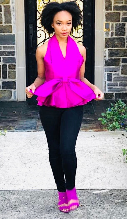Fuchsia Casual Bow-Knot Top