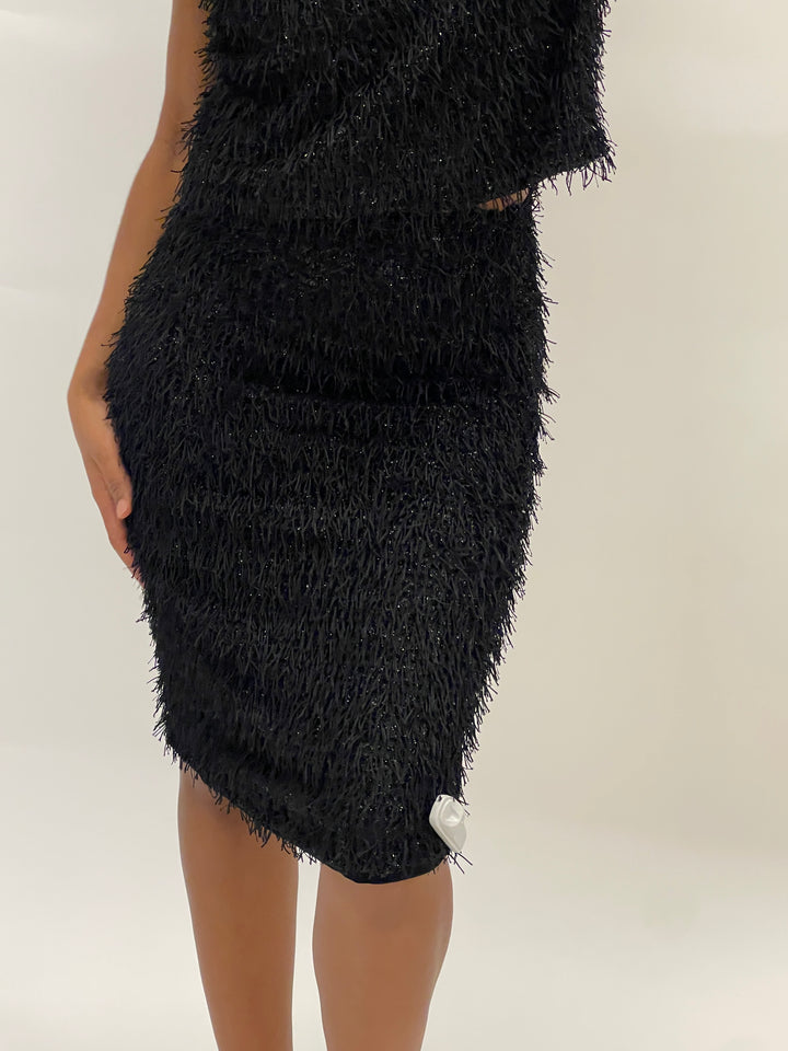 Sassyn Black Fringe Skirt