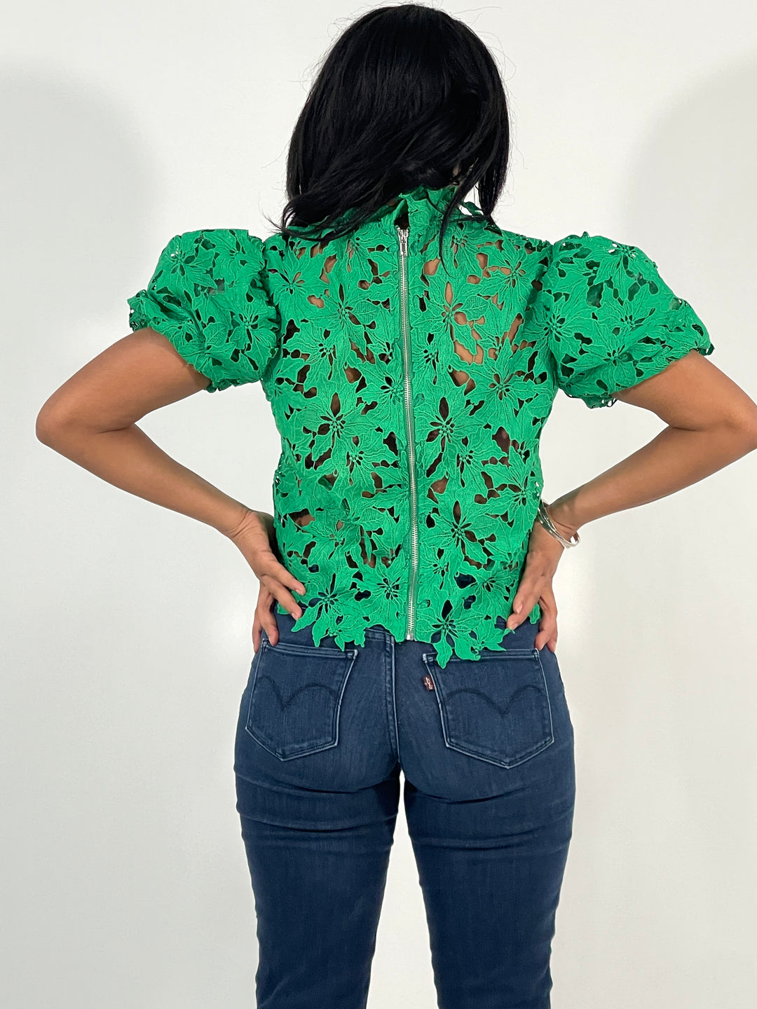 kelly green crochet top