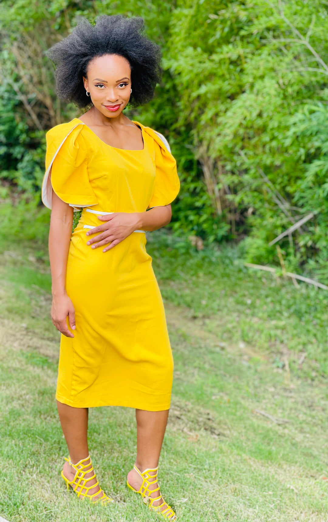 Simple Lotus Leaf Sleeve Dress