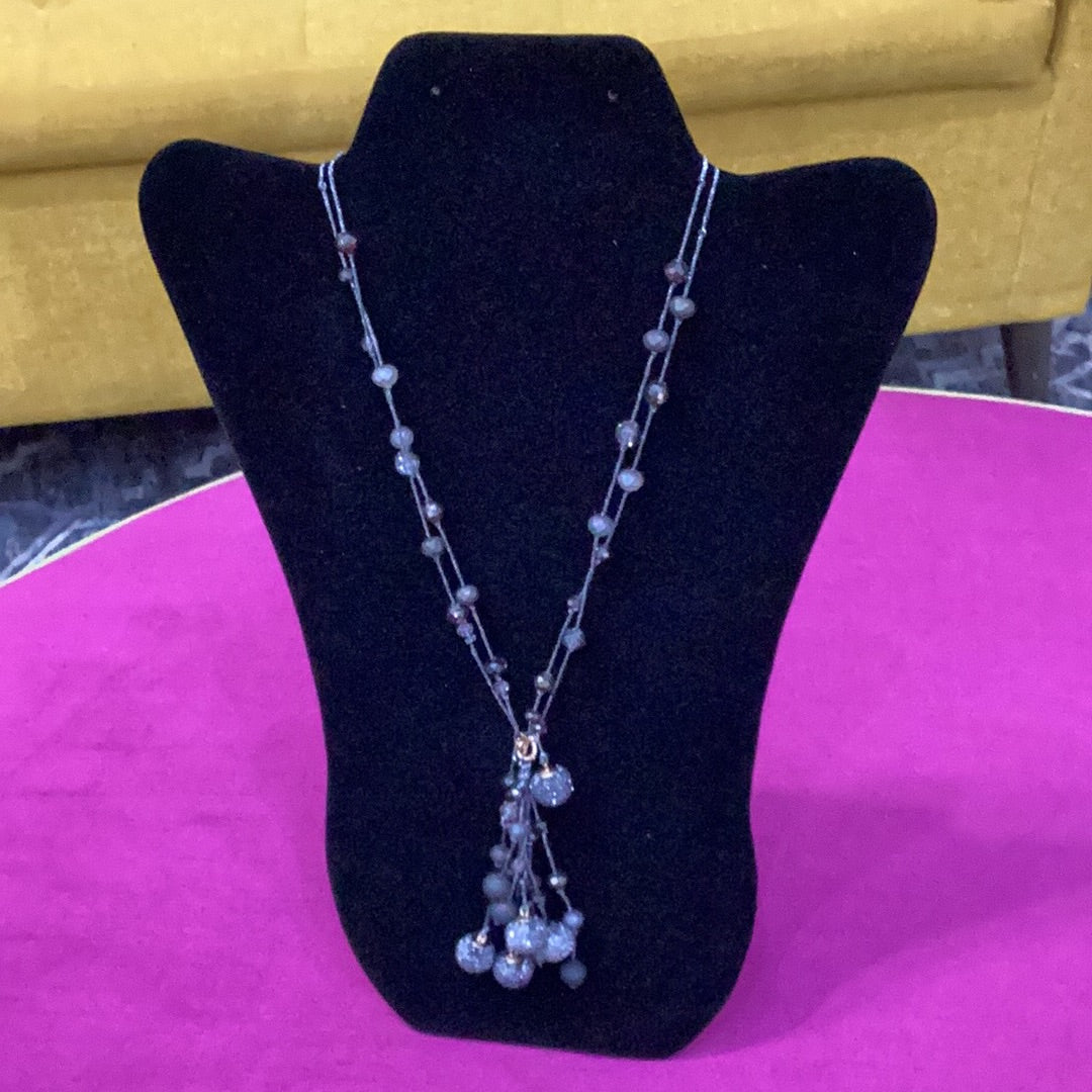 Grey and black Crystal necklace and Earrings