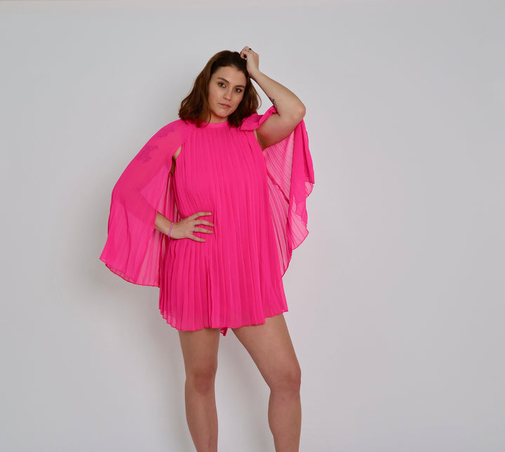 Hot Pink Cape Dress