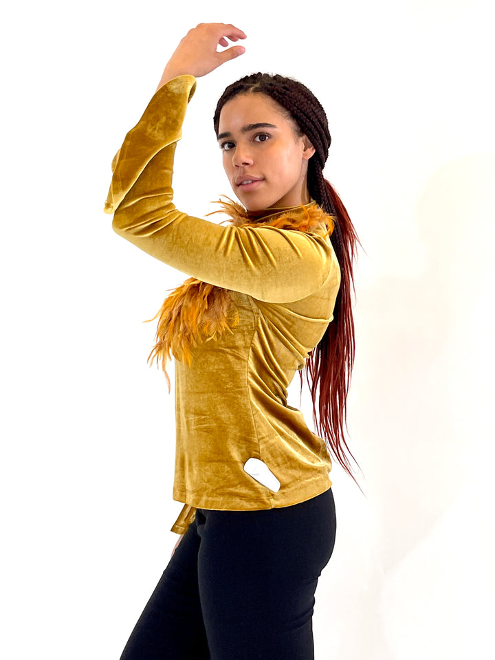 Gold Faux Feather Top