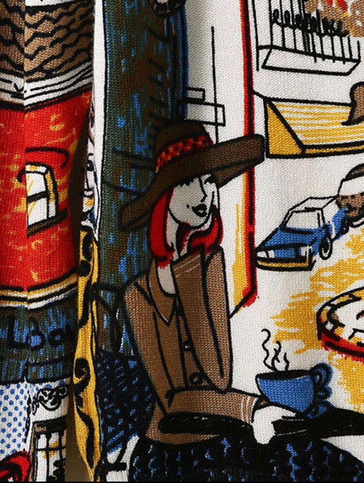 Designer Cartoon Graffiti Cardigan