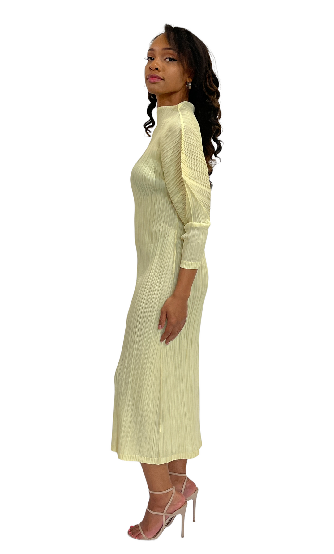 Yellow Sassyn Batwing-Sleeve Dress
