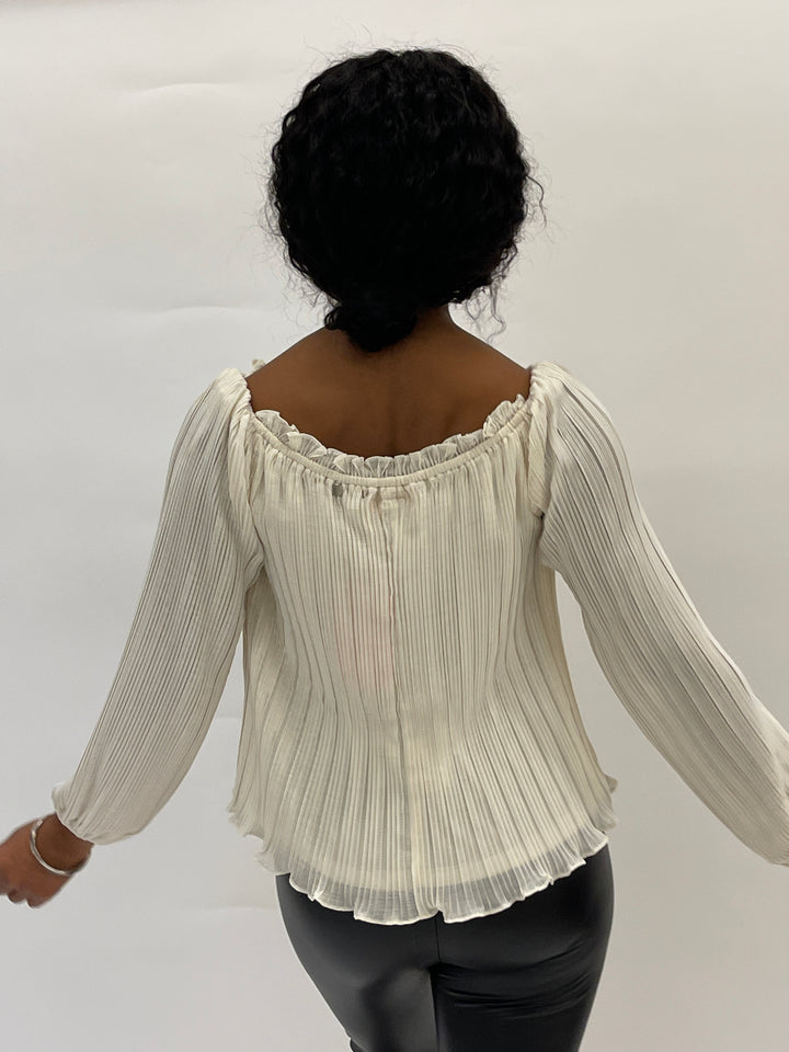 Cream ruffle blouse