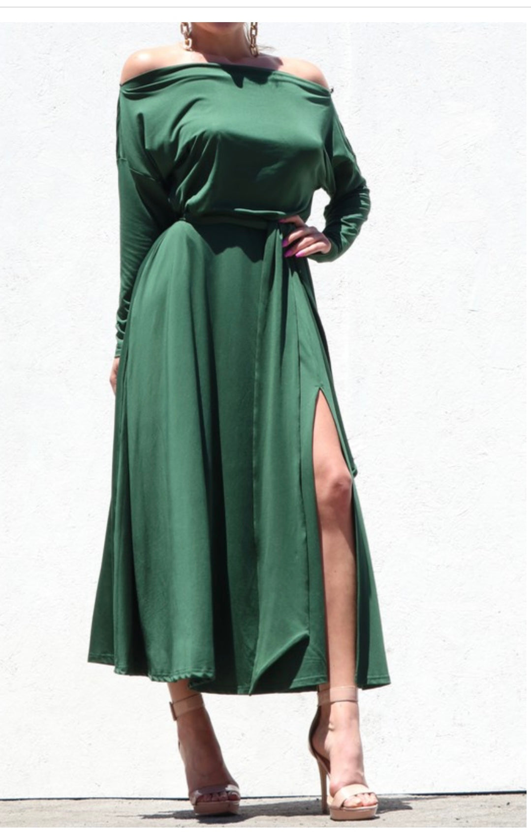 Green One Shoulder Dress