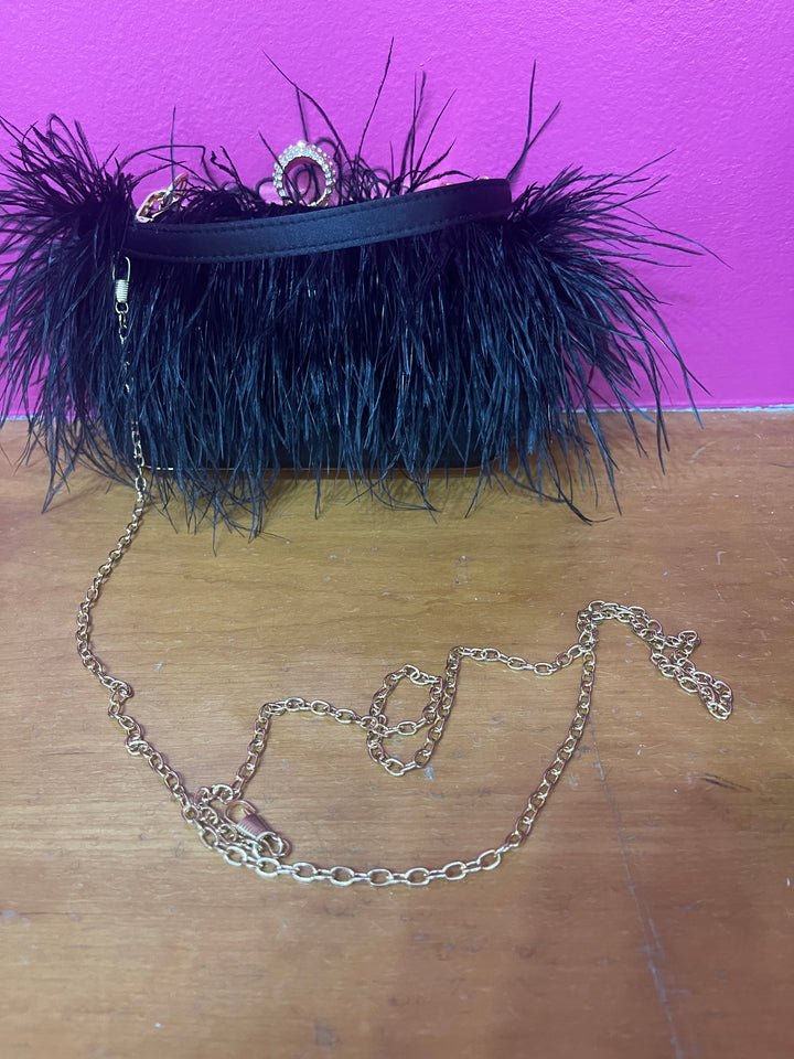Black Feather Clutch