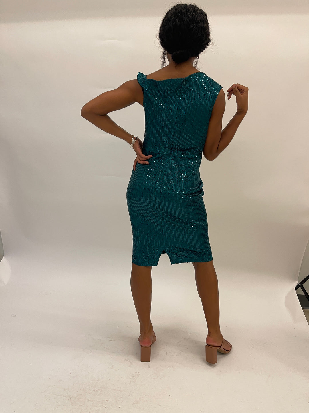 Green Sequined Midi Dress