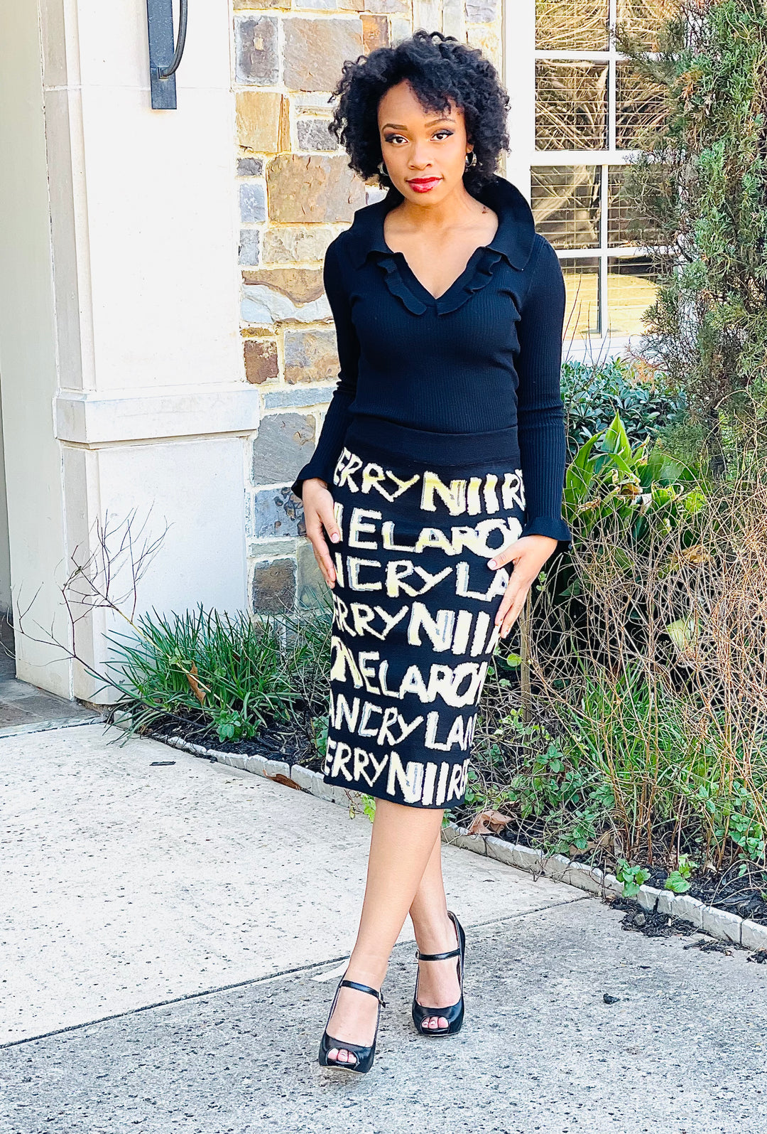 Sassyn Letter Knit Skirt