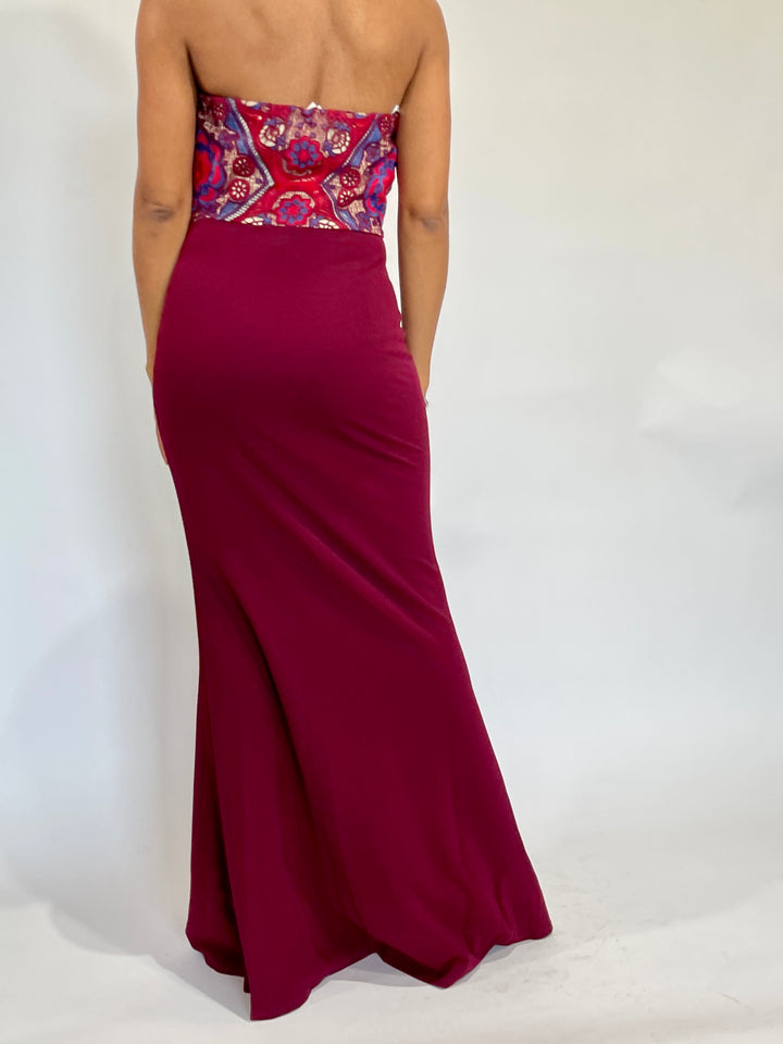 Floral Wine Long Dress