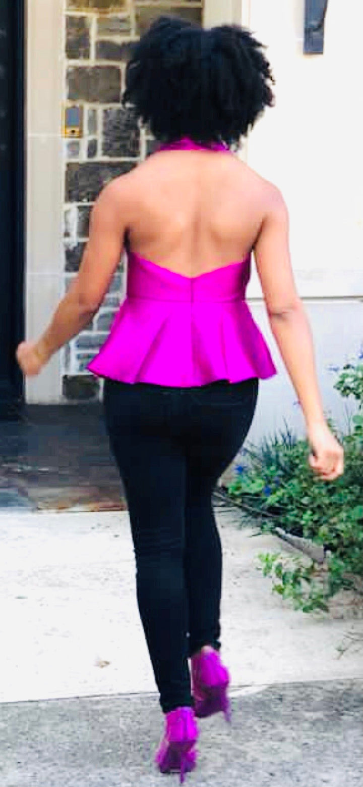 Fuchsia Casual Bow-Knot Top