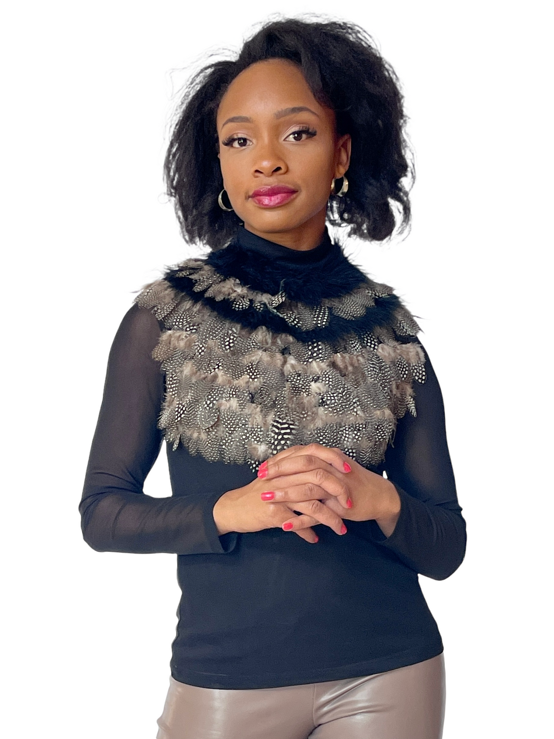 Ooh La La Black Feather Top
