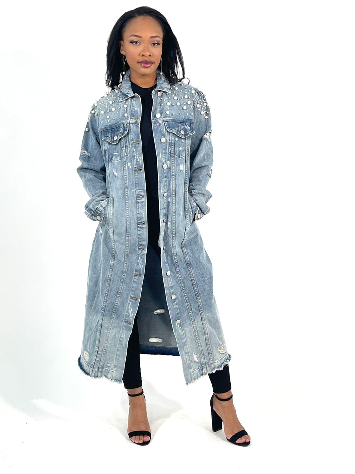 Denim Pearled Jacket