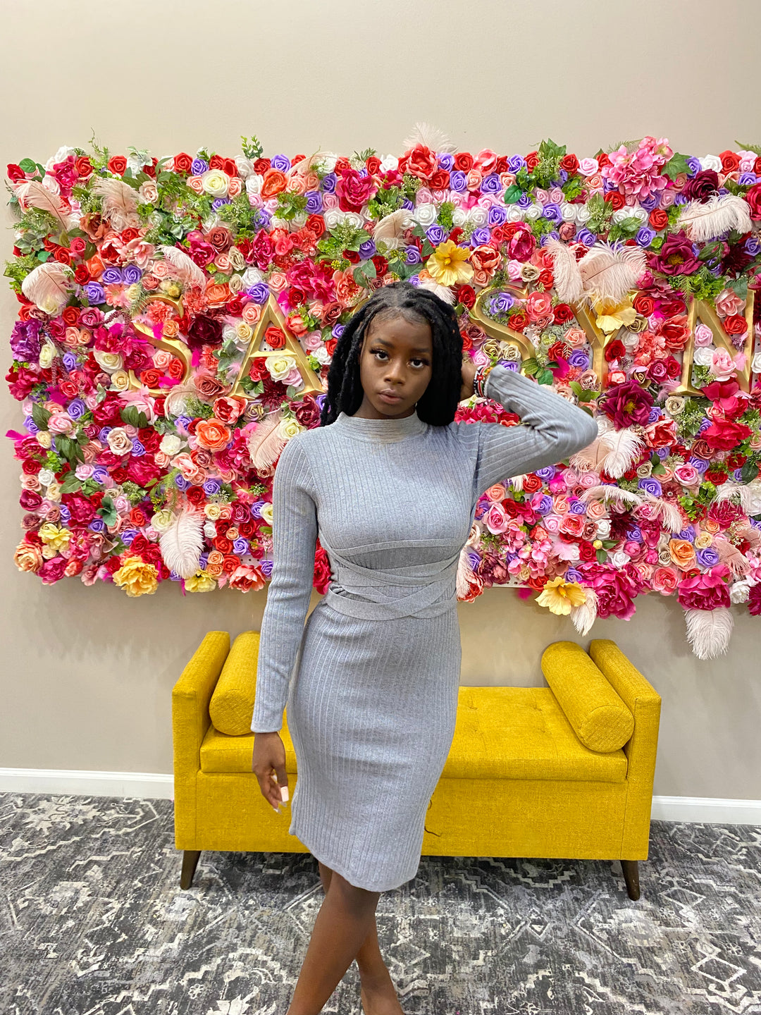 Sassyn Casual Grey Sweater Dress