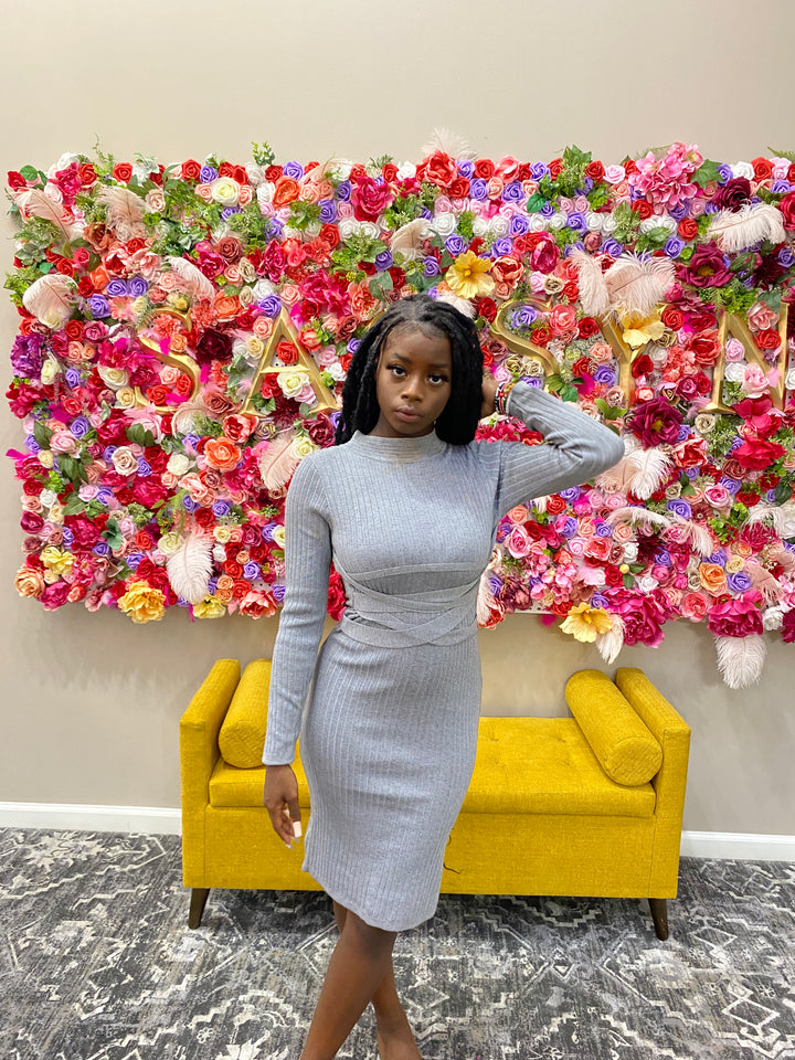 Sassyn Casual Grey Sweater Dress