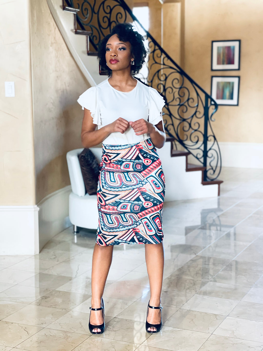 Vintage Flower Print Skirt