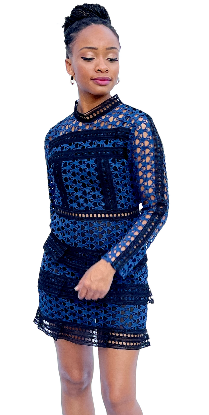 Sassyn Blue/Black Portrait Dress