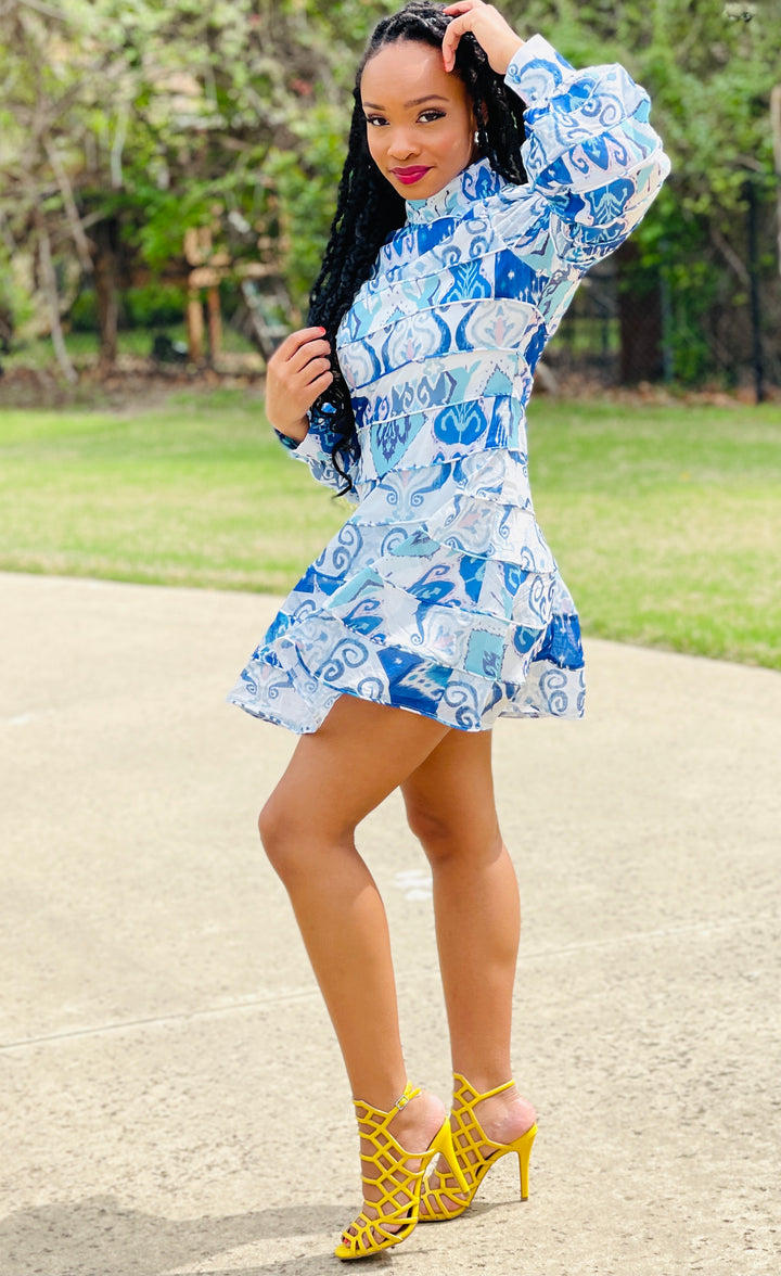 Floral Blue Designer Dress