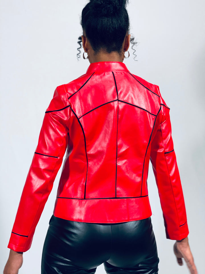 Women Faux Leather Jacket Zipper Basic Coat Motorcycle Pu Leather
