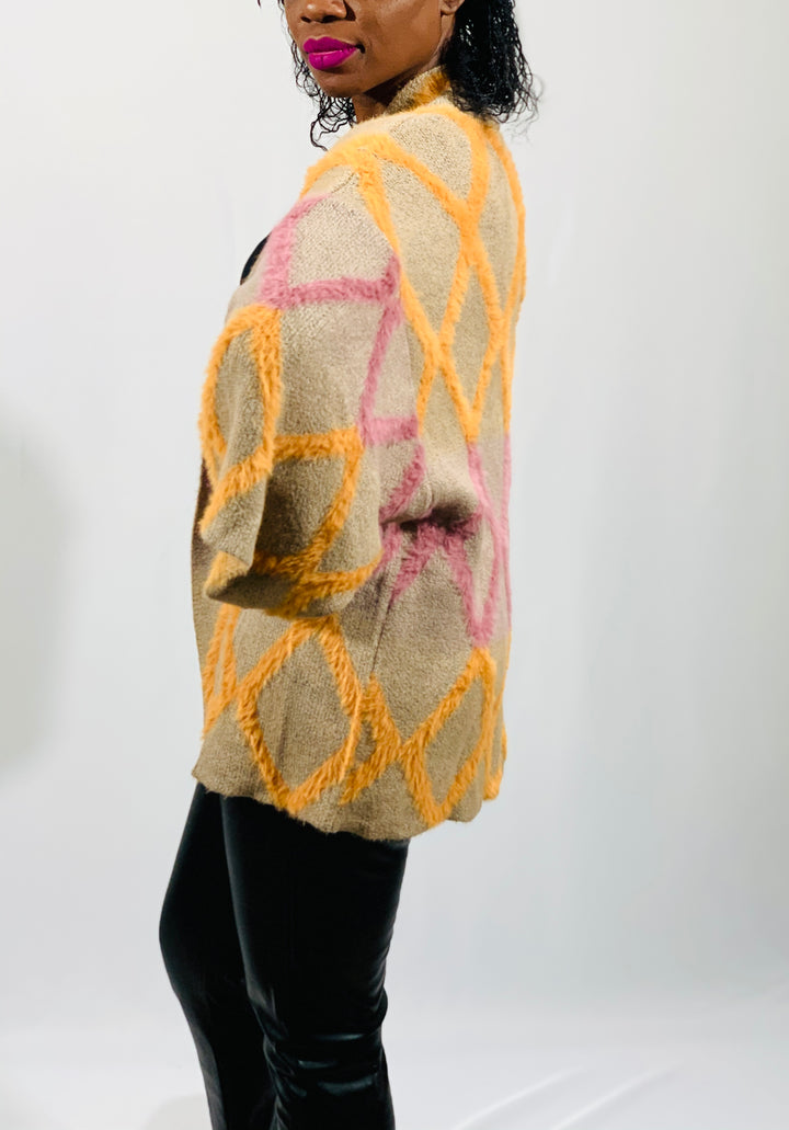 Mustard Zigzag Pattern Cardigan