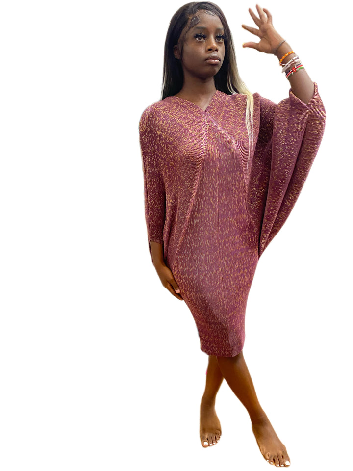 Purple Bat Wing Sleeve Dress