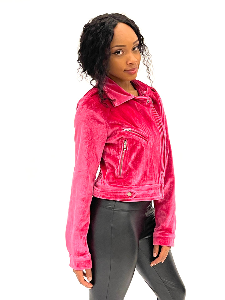 Velvet Magenta Moto Jacket