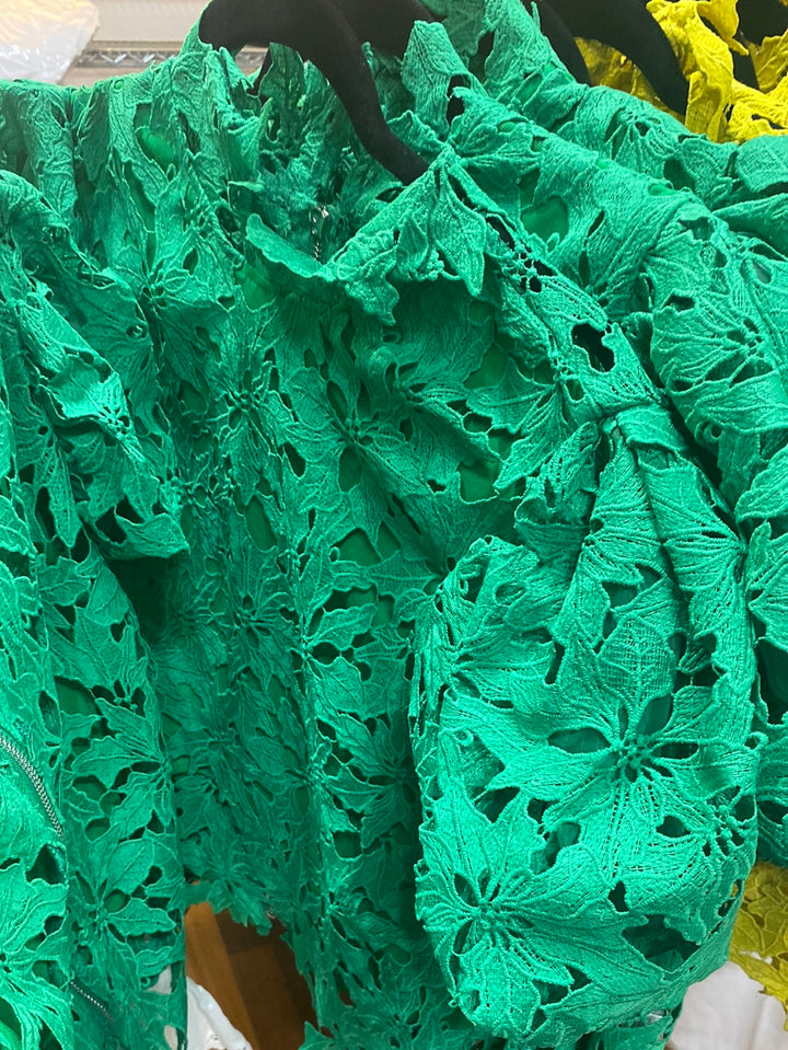 kelly green crochet top