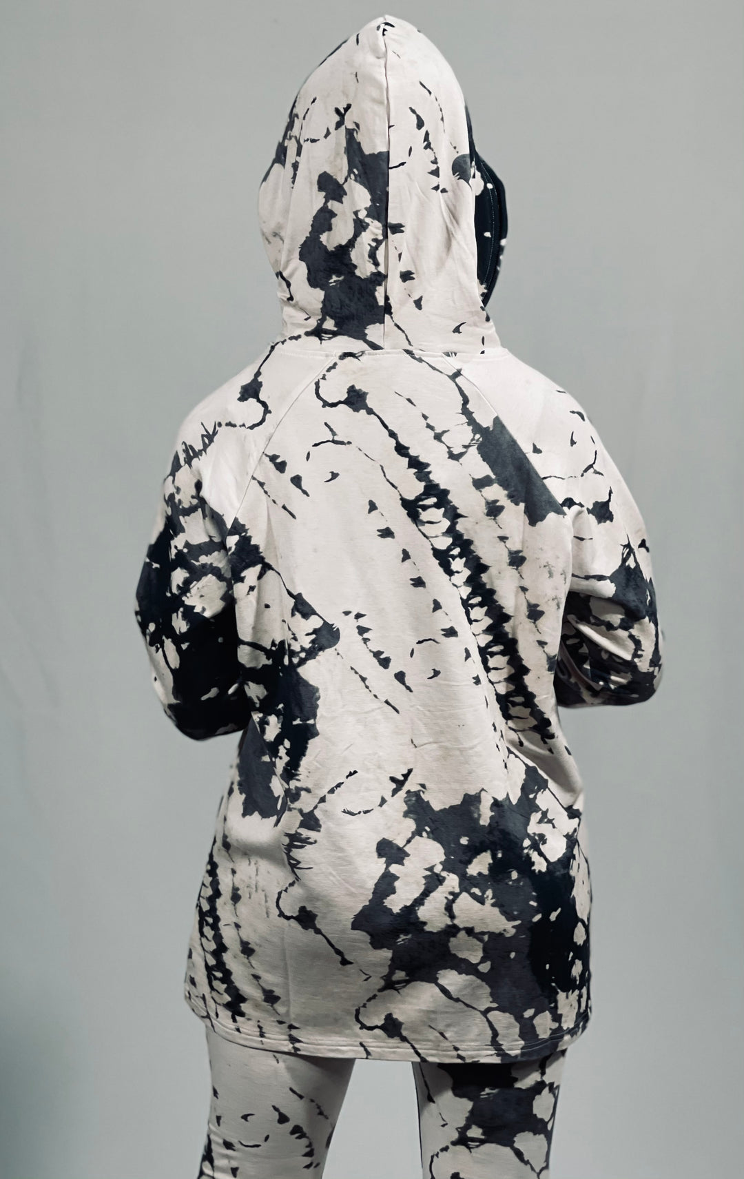 Digital Print Tie-Dye Longline Hoodie Pullover
