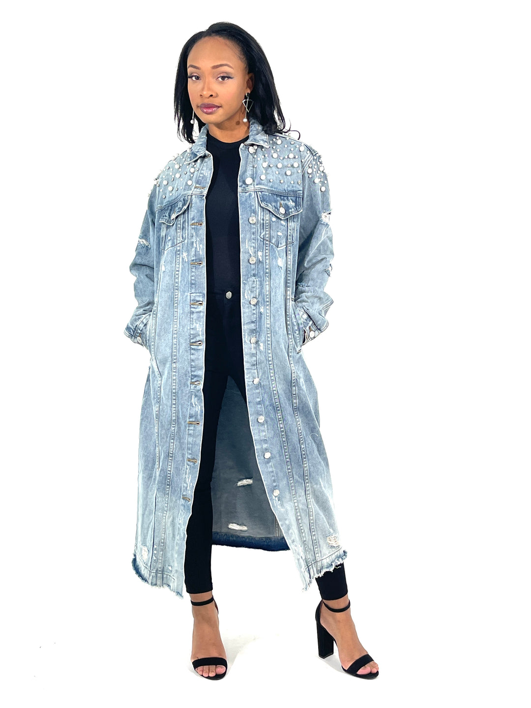 Denim Pearled Jacket