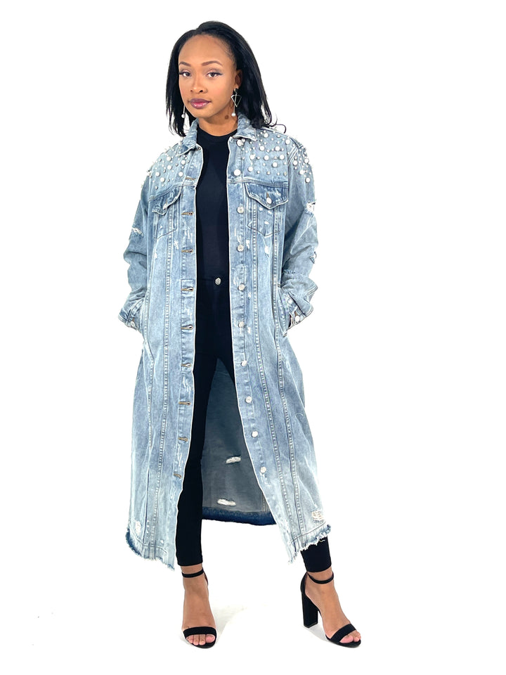 Denim Pearled Jacket