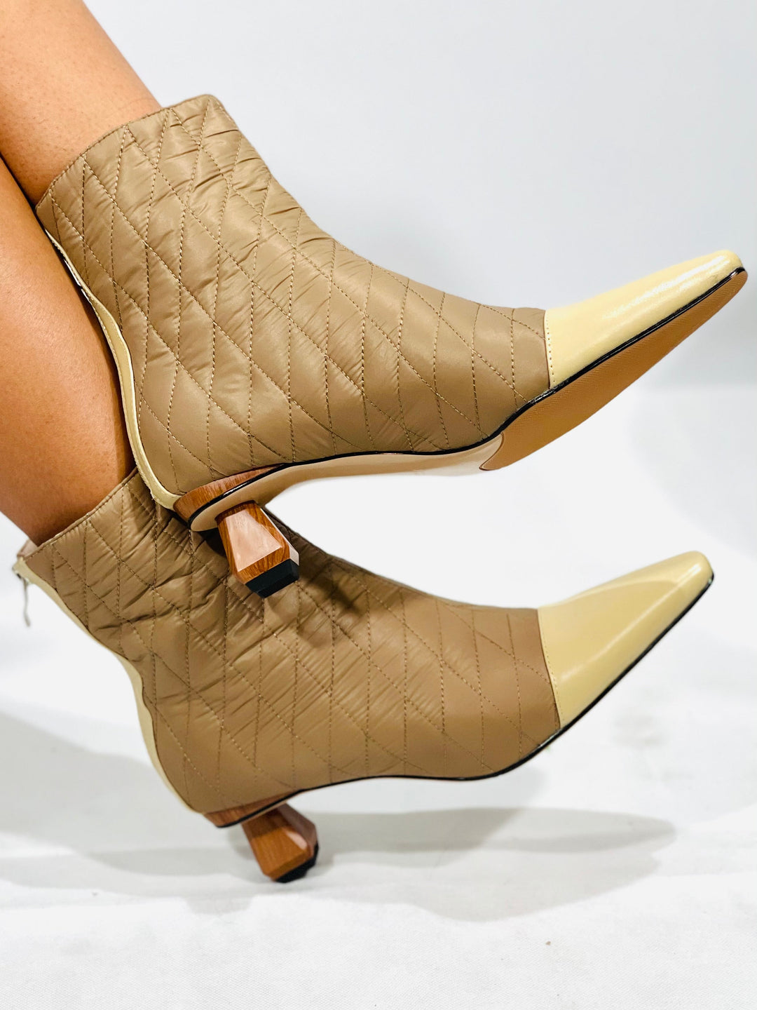 Tan Leather Women Snow Boots